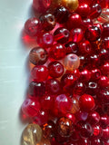 Pack of 100  6mm Glass Red/Orange Bead Mix