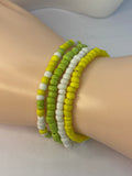 Yellow, White and Green 4mm Glass Bead Packs