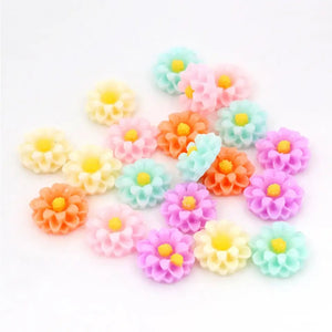 Mixed Colour 10mm Acrylic Flower Flatbacks