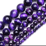 Purple Tiger’s Eye Beaded Bracelet with Velvet Pouch