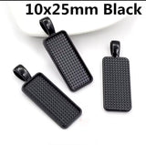 Rectangle 10mm x 25mm Cabochon Settings and Cabochons