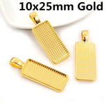 Rectangle 10mm x 25mm Cabochon Settings and Cabochons