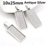 Rectangle 10mm x 25mm Cabochon Settings and Cabochons