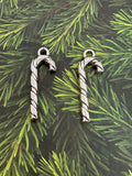 Silver Candy Cane Christmas Charms