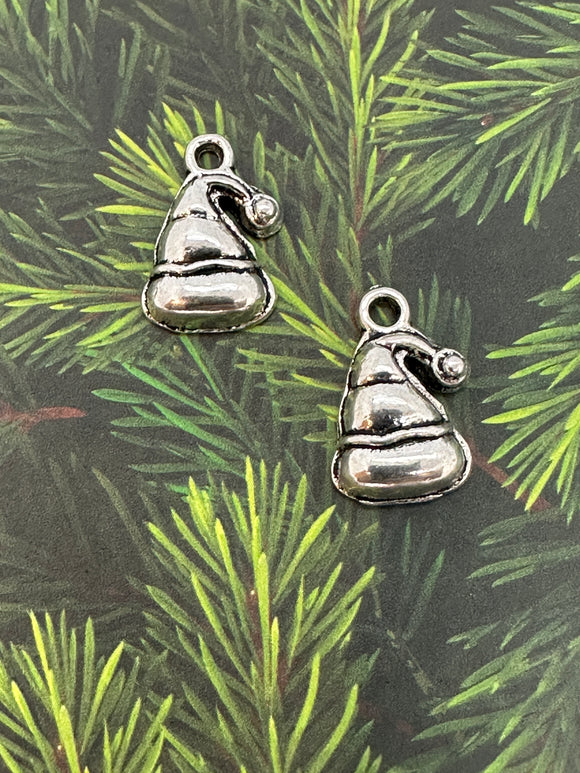 Silver Christmas Hat Charms