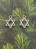 Silver Christmas Star Of David Charms