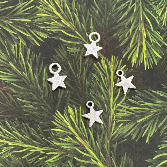 Pack of 10 Silver Plated Star Charms 11mm