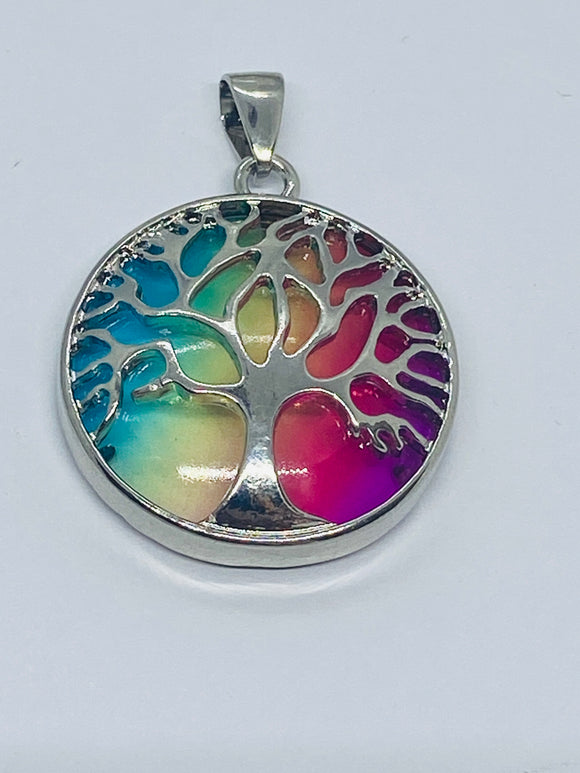 Rainbow Quartz Tree Of Life Pendant
