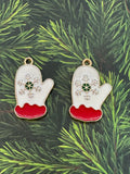 Gold Enamel Christmas Mitten Charm