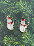 Gold and Enamel Snowman Charms