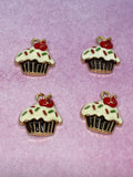 cupcake charms, cake charms, enamel charms,