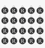 Silver Black R Letter Charms