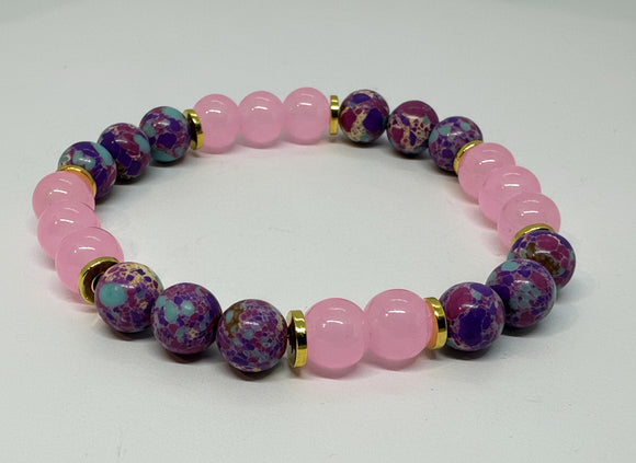 Rose Quartz & Jasper Beaded Bracelet