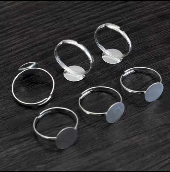 8mm and 10mm Silver Plated Ring Pads