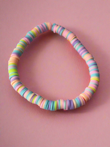 Polymer Clay Heishi Bead Stretchy Bracelet FREE UK POSTAGE