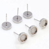 6mm or 8mm Stainless Steel Cabochon Earrings