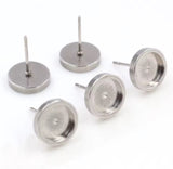 6mm or 8mm Stainless Steel Cabochon Earrings
