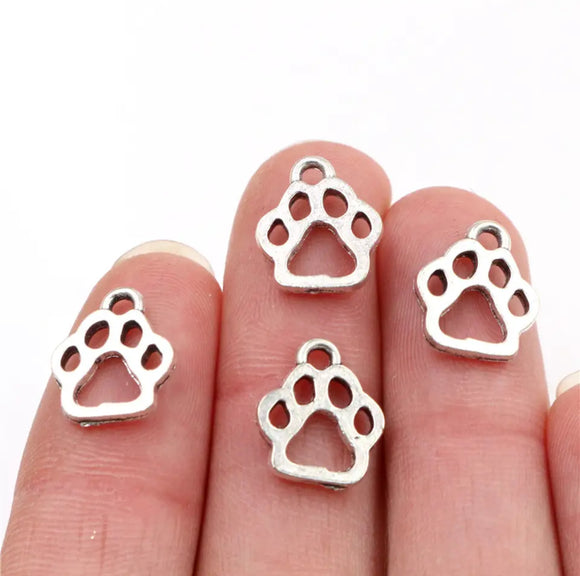 Silver Paw Print  Charms