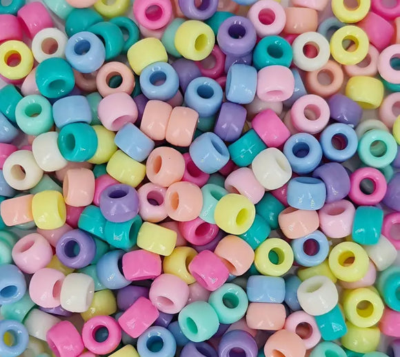 Pastel Pony Beads 6mm x 9mm