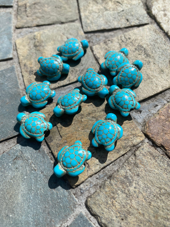 Turquoise Turtle Beads ( Synthetic ) 17mm