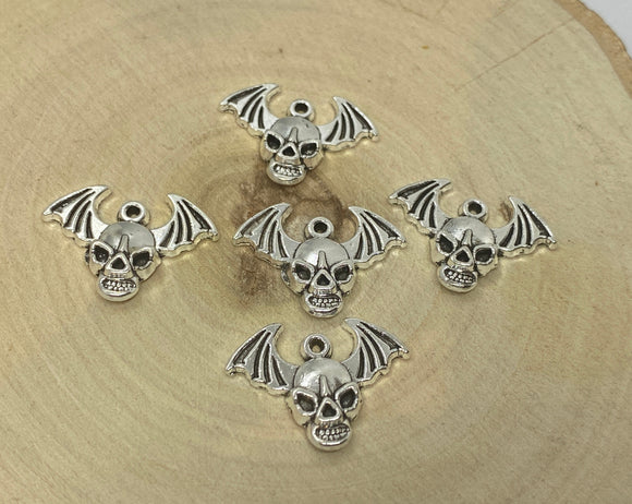 skull charms, bat charms, halloween charms,