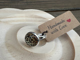 Silver Leopard Print Cabochon Ring