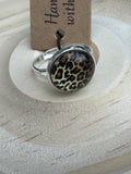 Silver Leopard Print Cabochon Ring