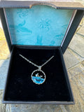 Handmade Silver Whale Pendant Necklace with Blue Crystal Wave