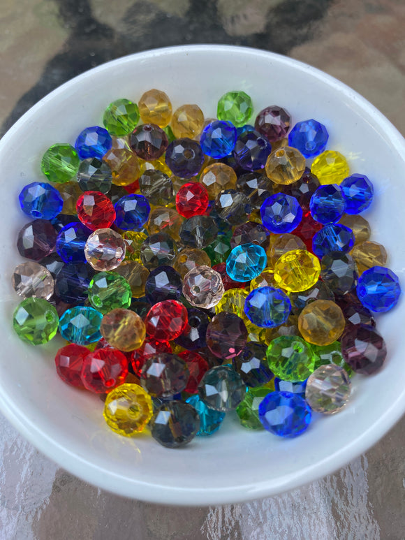 Mixed Colour Glass Rondelle Beads 8mm x 6mm