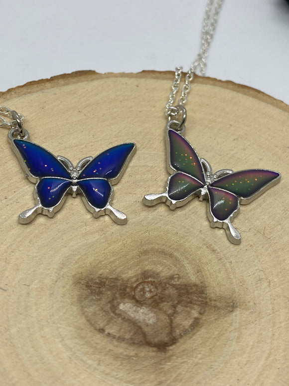 Butterfly Colour Change Necklace with Silver chain. FREE POSTAGE UK