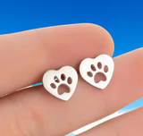 Stainless Steel Pawprint Stud Earrings - FREE POSTAGE