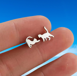 Stainless Steel Cat Stud Earrings - FREE POSTAGE