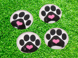 12mm Glass Paw Print Cabochons