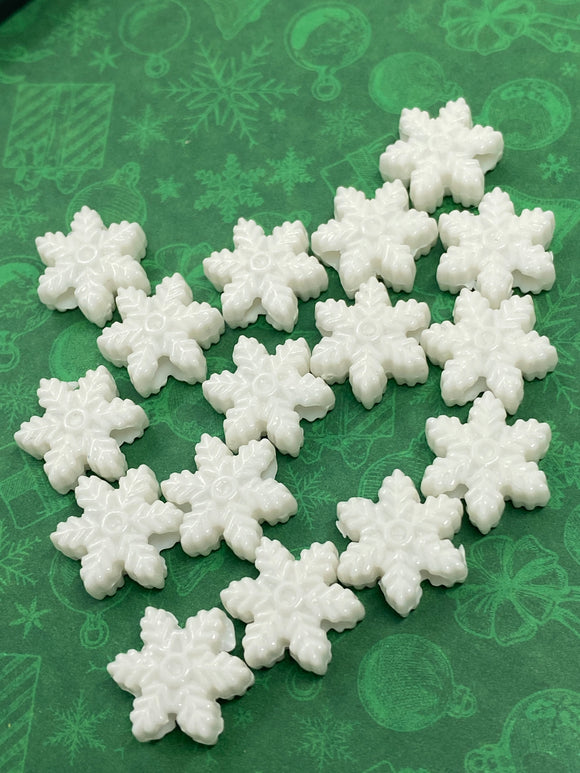 White Acrylic Transparent Snowflake Beads