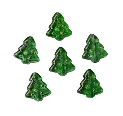 Green Glass Christmas Tree Beads