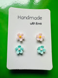 Handmade Resin Flower Earrings – Imperfect 2 Pairs