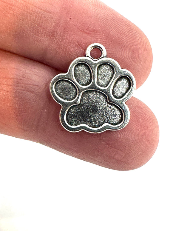 Large Pawprint Silver Charms