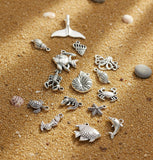 Set of 15 Ocean Theme Silver Charms