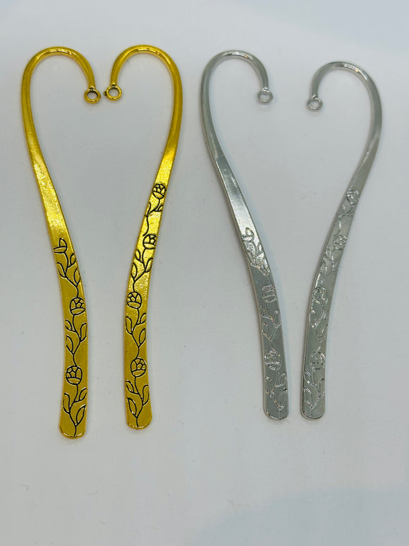 Gold or Silver Floral Decorative Bookmark