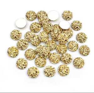 Gold Glitter Resin 8mm or 10mm Cabochon Flatbacks