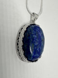 Lapis Lazuli Oval Cabochon Pendant with Necklace Chain