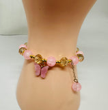 pink beaded bracelet with butterfly uk