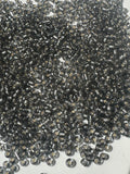 Grey Glass Seed Beads with a gold lining, 2mm