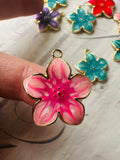 Large Gold Flower Enamel Pendants  | UK Craft Store