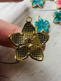Large Gold Flower Enamel Pendants  | UK Craft Store