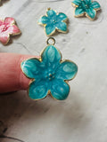 Large Gold Flower Enamel Pendants  | UK Craft Store