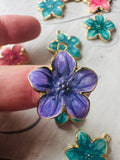 Large Gold Flower Enamel Pendants  | UK Craft Store