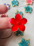 Large Gold Flower Enamel Pendants  | UK Craft Store