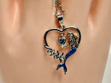 Silver Plated Mermaid Heart Pendant Necklace | Blue Crystal Mermaid Gift