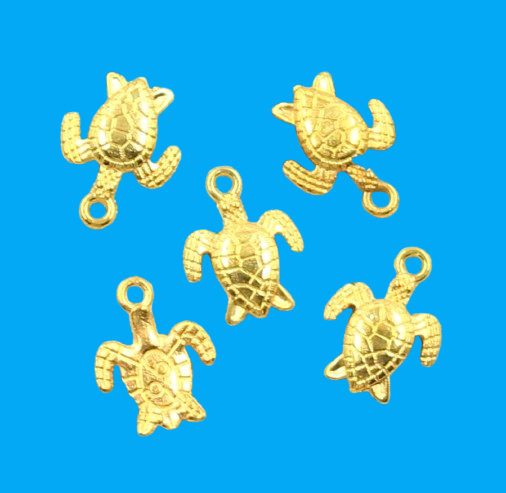 Gold Plated Turtle Charms - Detailed on both sides